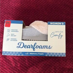 Dearfoams Women's Soft Gray and Cream Slippers